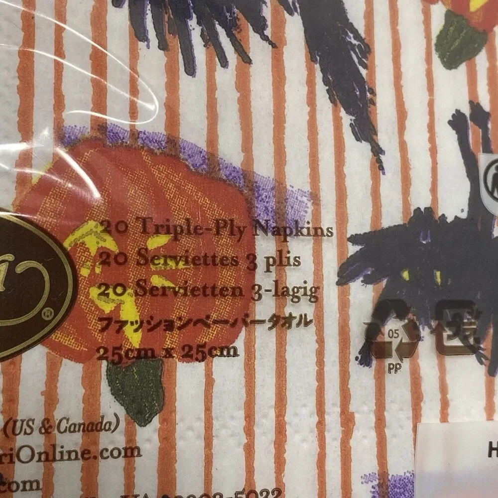 Decoupage Paper Napkin 2pks Caspari Halloween Witch Cat Pumpkin Mint